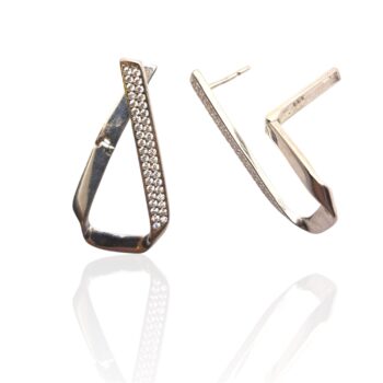Cercei din Argint 925 cu Zirconiu – Design Geometric