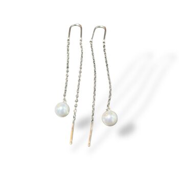 Cercei lungi din argint cu perla