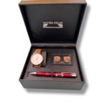 Set cadou bărbați MATTEO FERARI – Ceas cu curea din piele, Butoni și Pix