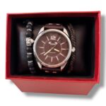 Set cadou bărbați MATTEO FERARI – Ceas cu curea din piele și Brățari elegante
