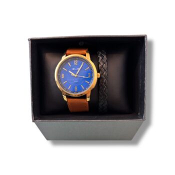 Set cadou ceas bărbătesc elegant cu brățară – Albastru & Auriu